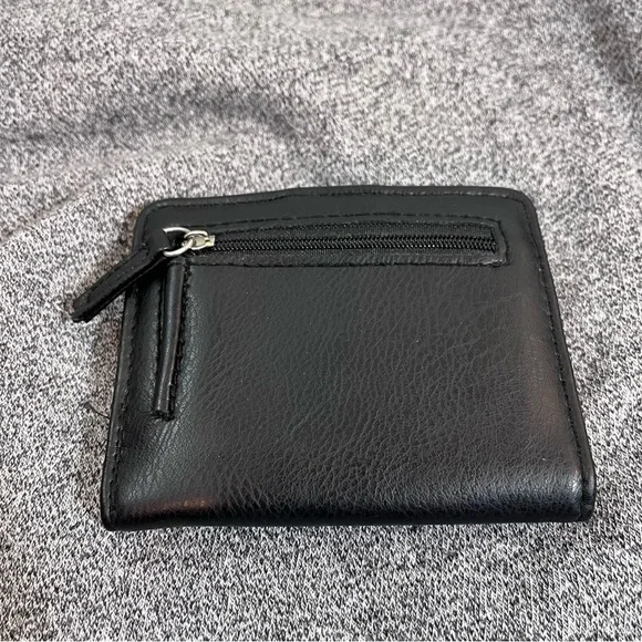 Unisex Black Bi-fold Wallet Faux Leather coin Purse multiple Card Holders + ID - Picture 2 of 15